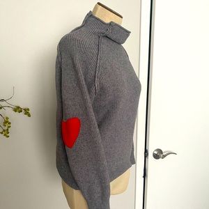 Valentine heart patched elbows sweater s